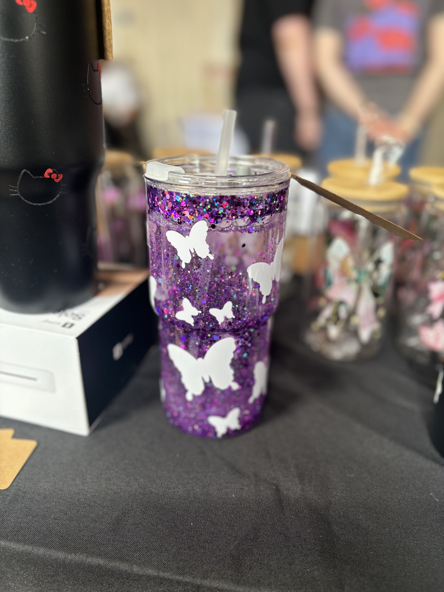 Colour changing butterfly snowglobe