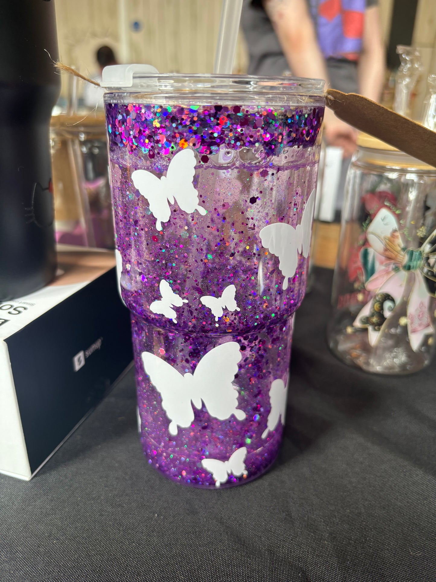 Colour changing butterfly snowglobe