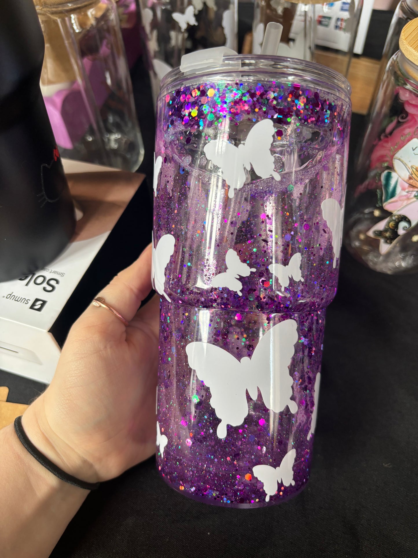 Colour changing butterfly snowglobe