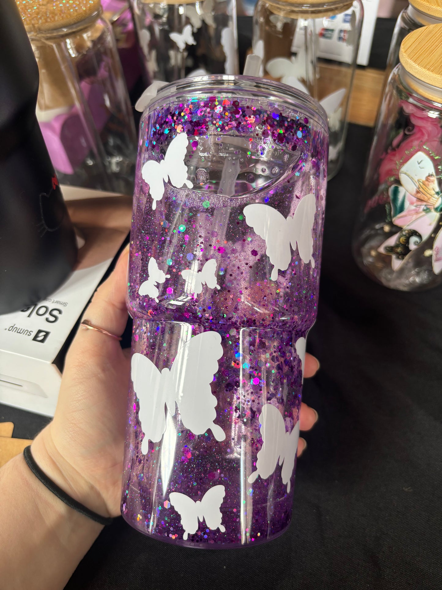 Colour changing butterfly snowglobe