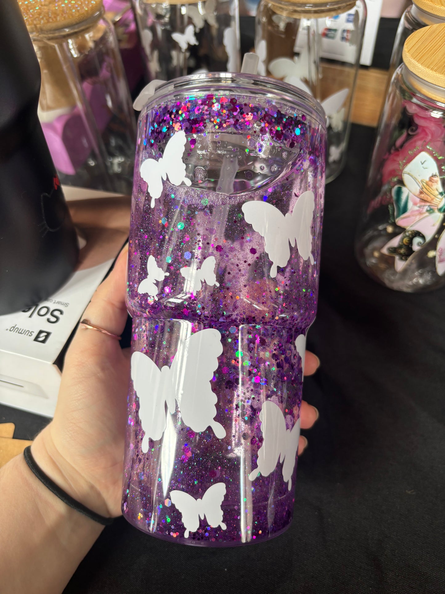 Colour changing butterfly snowglobe
